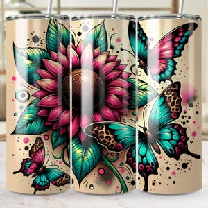 Sunflower Leopard Tumbler Wrap: Floral Sublimation Design (Digital Download)