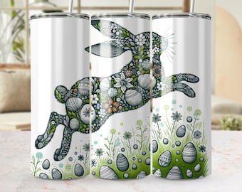 Floral Easter Bunny Tumbler Wrap: Spring PNG Design (Digital Download)