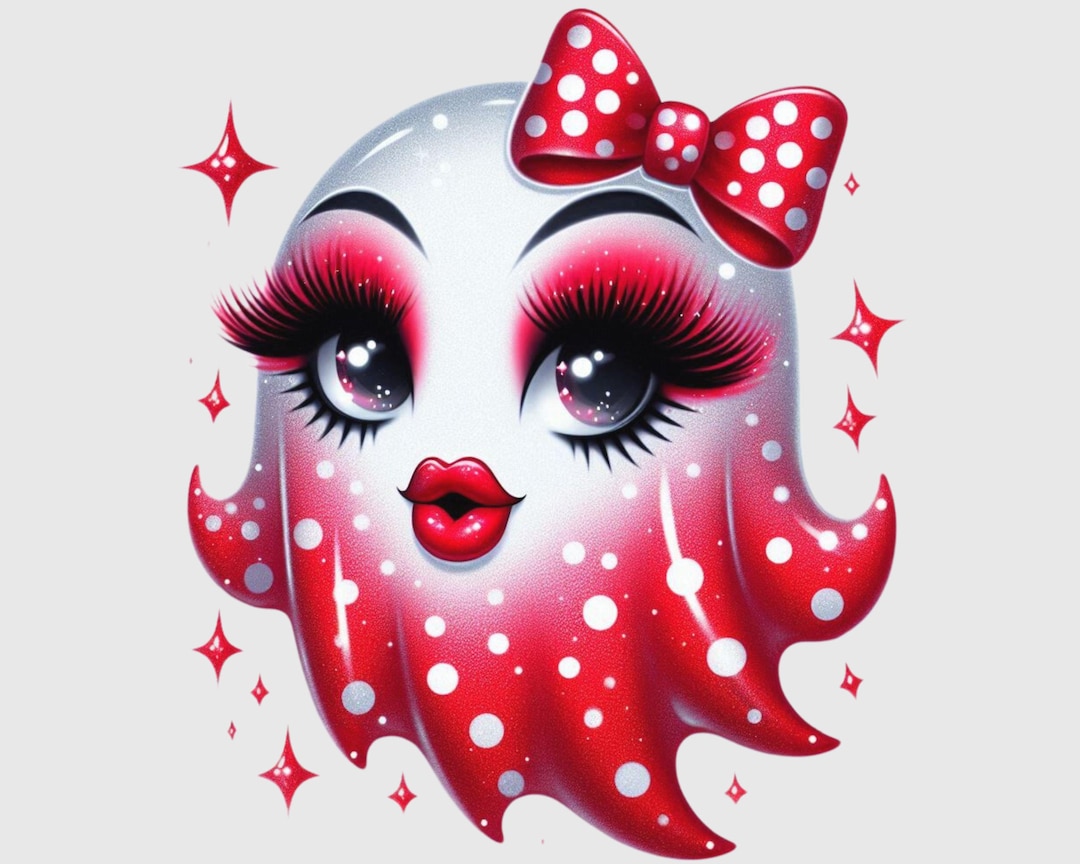 Red and White Polka Dot Floating Ghost Png Cute Halloween Clipart ...