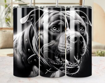 Realistic Pitbull Dog Art Tumbler Wrap (Digital Download)