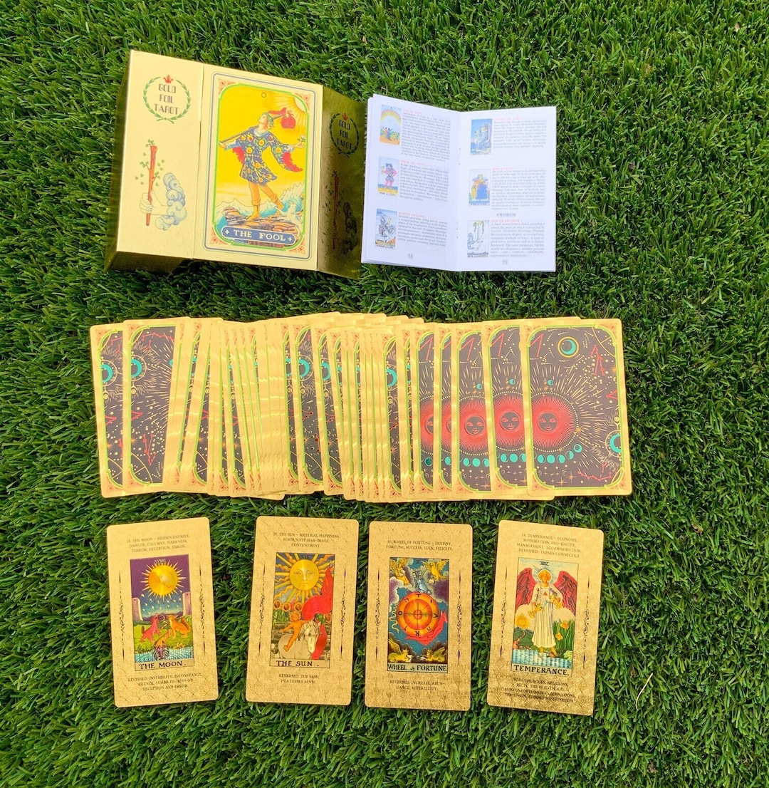 Keyword Tarot Cards With Guidebook Gold Tarot Cards With Etsy