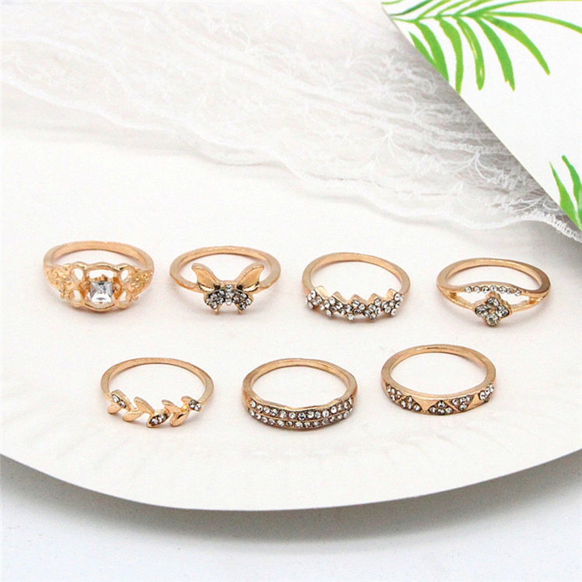 7 Piece Butterfly Gold Ring Set for Women Ring Set Etsy