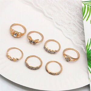 7 Piece Butterfly Gold Ring Set for Women Ring Set - Etsy