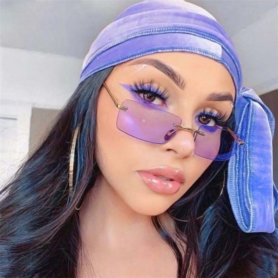 Womens rimless rectangle store sunglasses