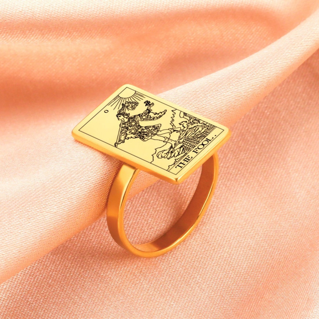 The Fool Tarot Ring Gold Tarot Card Ring Spiritual Jewelry Etsy