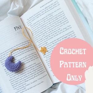 Moon Bookmark | Easy Beginner Crochet Pattern | Cottagecore Amigurumi | Celestial Book Accessories | Instant Download PDF Instructions