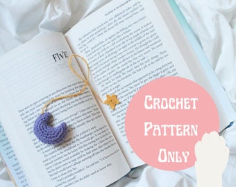 Moon Bookmark | Easy Beginner Crochet Pattern | Cottagecore Amigurumi | Celestial Book Accessories | Instant Download PDF Instructions