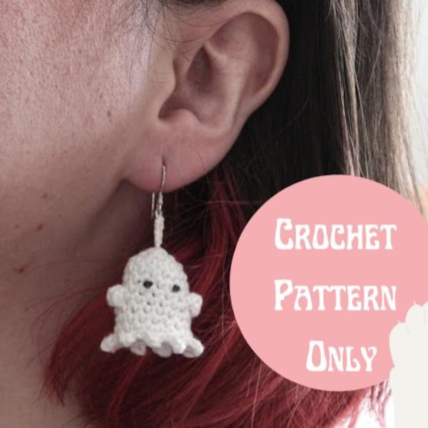 Mini Ghost Earrings | No Sew, Beginner Crochet Pattern | Halloween Amigurumi | Cute, Spooky Accessories | Instant Download PDF Instructions