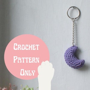 Crescent Moon Keychain | Easy Beginner Crochet Pattern | Cottagecore Amigurumi | Celestial Accessories | Instant Download PDF Instructions