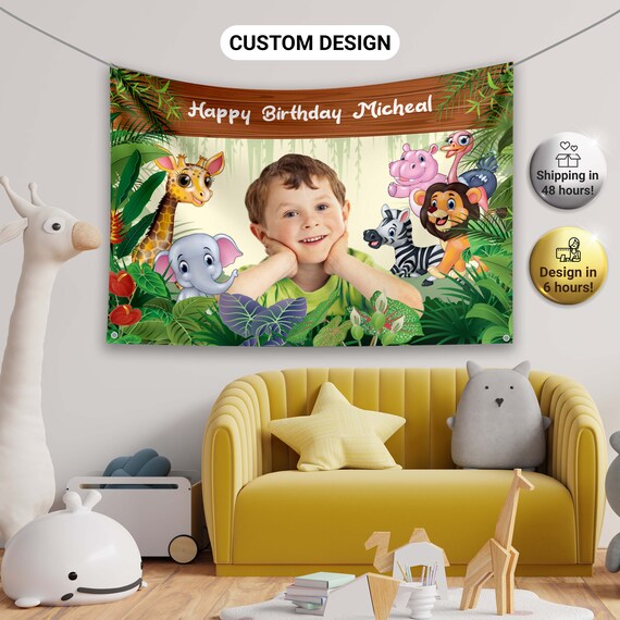 Printable Safari Birthday Banner SVG Download Photo Banner - Etsy