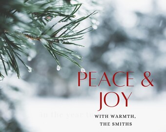 Peace and Joy Holiday Card Downloadable Template