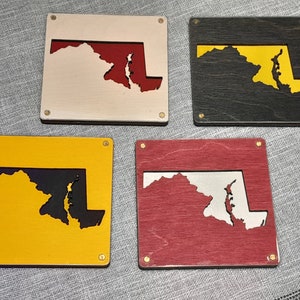 Maryland State Coasters, Unique Coaster Gifts, State Outline, Maryland Gifts, State Pride Coasters