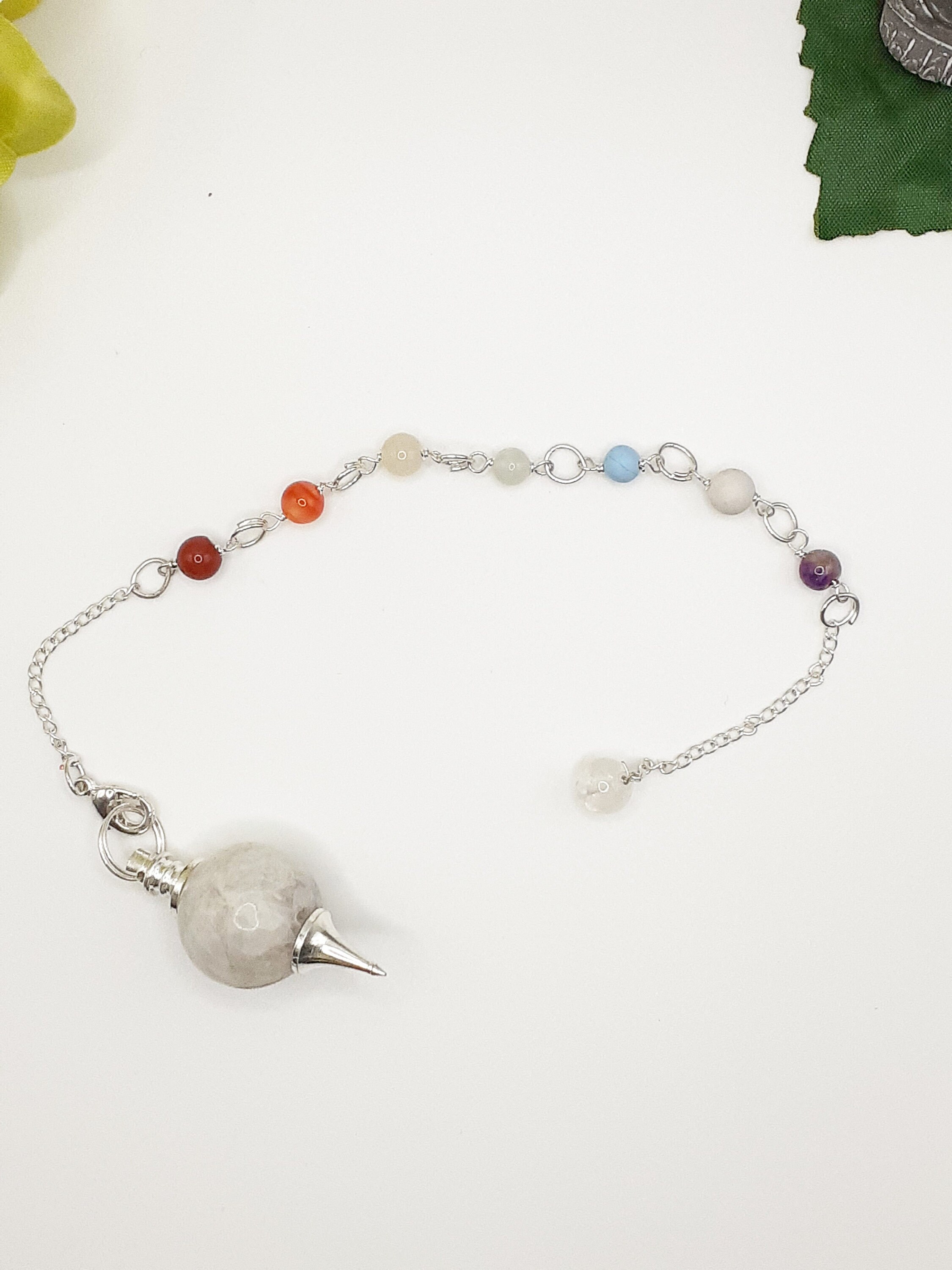 Pendule Sphère Pierre de Lune et 7 Chakras
