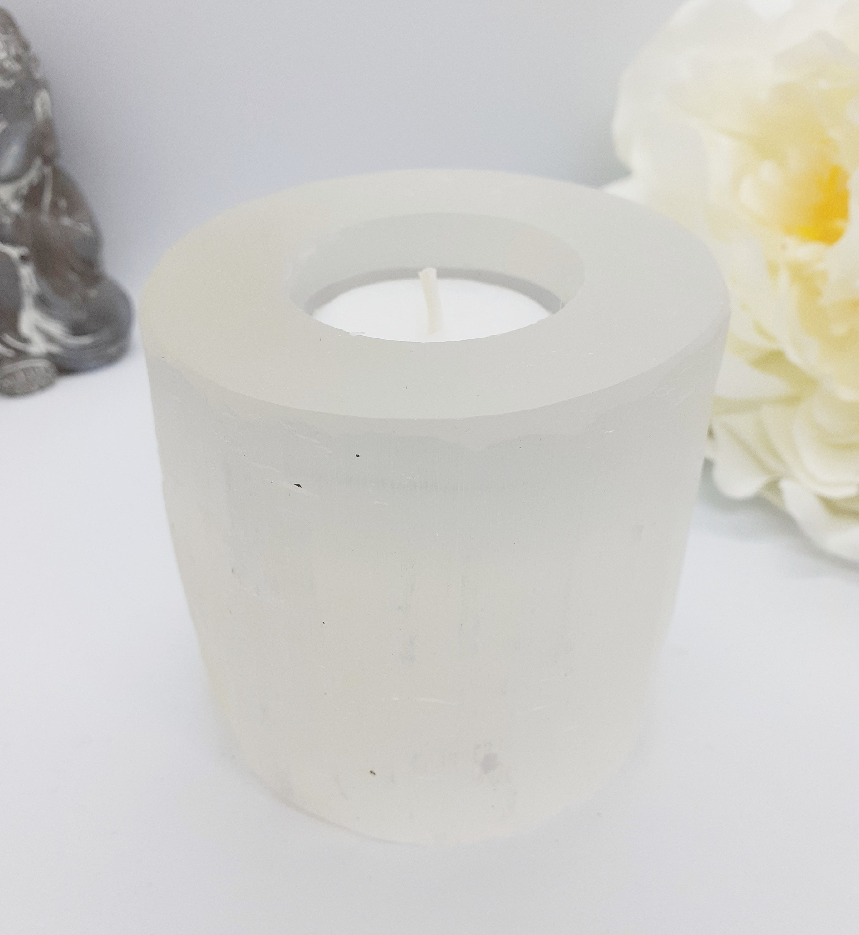 Bougeoir Haut Sélénite Blanche