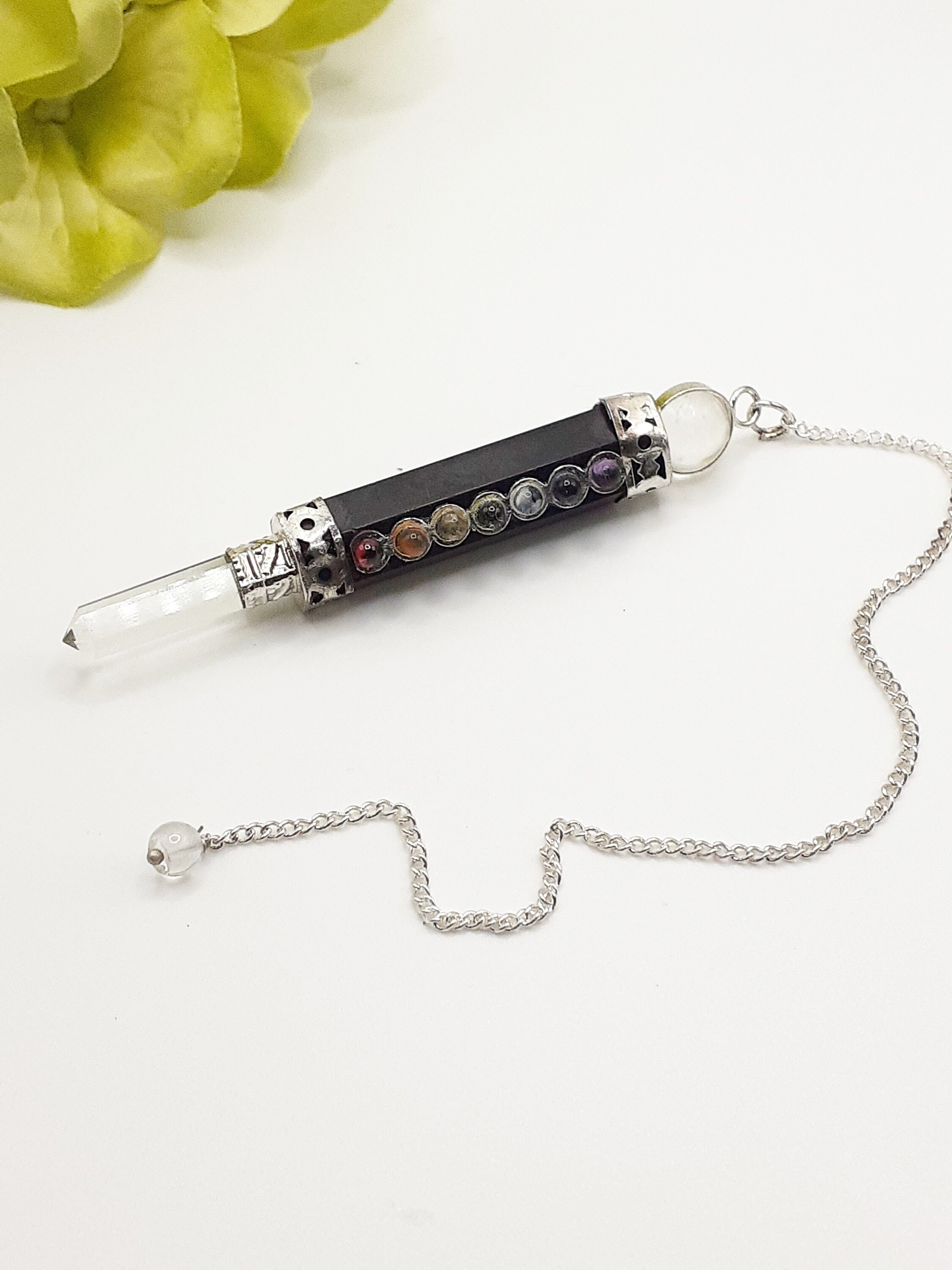 Générateur Pendule Shungite 7 Chakras et Cristal de Roche