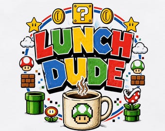 Lunch Dude PNG | Retro Gaming Cafeteria Worker Graphic | Funny School Nutrition Staff Download