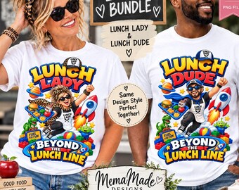 Lunch Lady and Lunch Dude PNG, Beyond the Lunch Line Cafeteria Crew Design,  Two png bundle.  School Cafeteria Worker Digital Download
