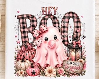 Pink Halloween PNG | Cute Ghost PNG | Coquette Halloween Clipart | Pastel Ghost Digital Download | Sublimation Design
