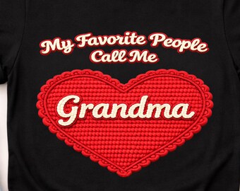 Grandma Heart Sublimation Design PNG, Crochet Style Clipart (Digital Download)