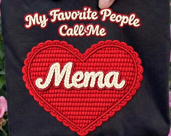 Mema Heart Sublimation Design PNG, Crochet Style Clipart (Digital Download)