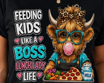 Vida de cocinera de comedor escolar Vaca de las Tierras Altas PNG / Alimentando a los niños como un jefe Gráfico (Descarga digital)