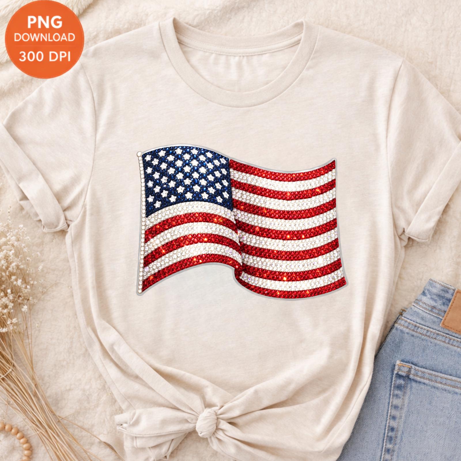 Rhinestone American Flag PNG, Faux Bling USA Design, 4th of July ...
