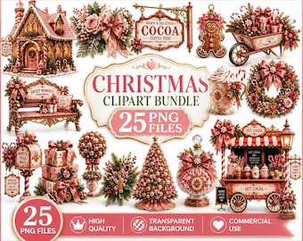 Victorian Christmas Clipart Bundle | Elegant Holiday PNG Elements (Digital Download)