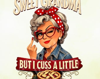 Abuela descarada, diseño retro PNG, abuela dulce pero maldigo un poco