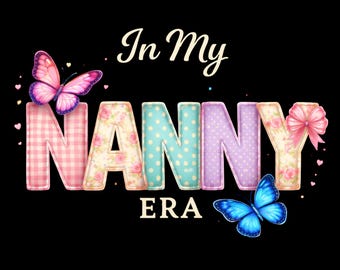 Nanny Era Pastel Butterfly PNG, Sublimation Clipart (Digital Download)