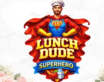 Superhéroe del almuerzo PNG, diseño de agradecimiento al trabajador de la cafetería (sublimación)