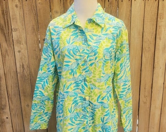 Vintage Lilly Pulitzer Womens Size Small Alligator Long Sleeve Button Up Shirt