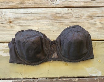 36B Vintage Maidenform 4155 Pretty Shapely Strapless Black Underwire Bra