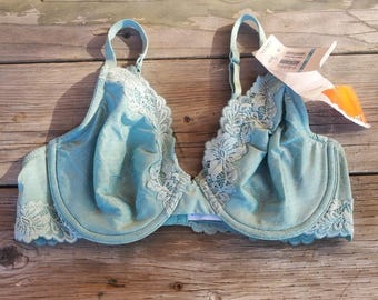 38C Warners 2510 Vintage Touch Underwire Floral Lace Trim Bra