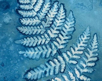 Original Cyanotype Art Print 'Fern'  8x6" Mounted