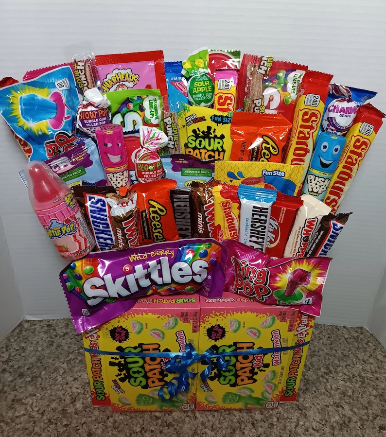 Full Size Candy and Snack Bouquet, Happy Birthday, Unique Gift for Him or Her,Candy Lover Gift Valentine Bouquet,Peanut Butter Lover Gift image 1