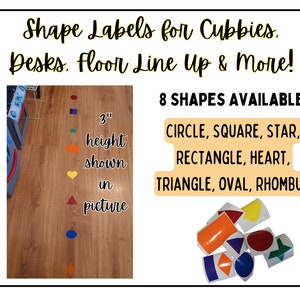 Floor Line Up Shapes, Student Line Up Dots, Back to School Labels, School Daycare Cubby Shapes