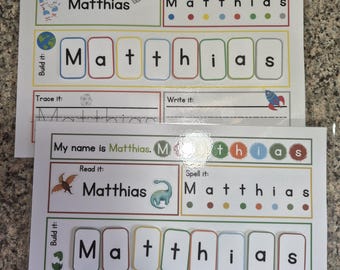 Tappetino per esercizi di tracciamento del nome cancellabile a secco digitale per la scuola materna e l'asilo nido, attività Montessori per imparare a scrivere e sillabare il nome.