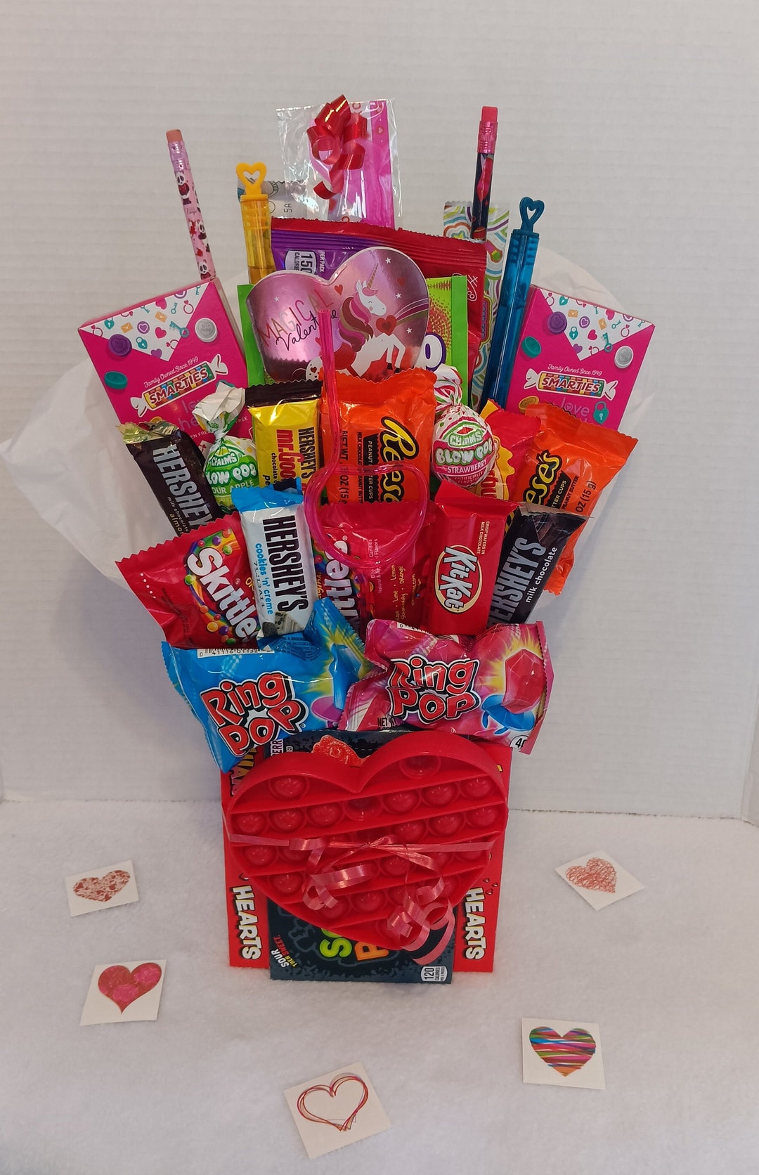 Valentine's Day Gift Basket for Child or Grandchild, Toy and Candy