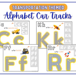 Trilhas de carros do alfabeto, prática de cartas de transporte pré-escolar, creches, centros de jardim de infância