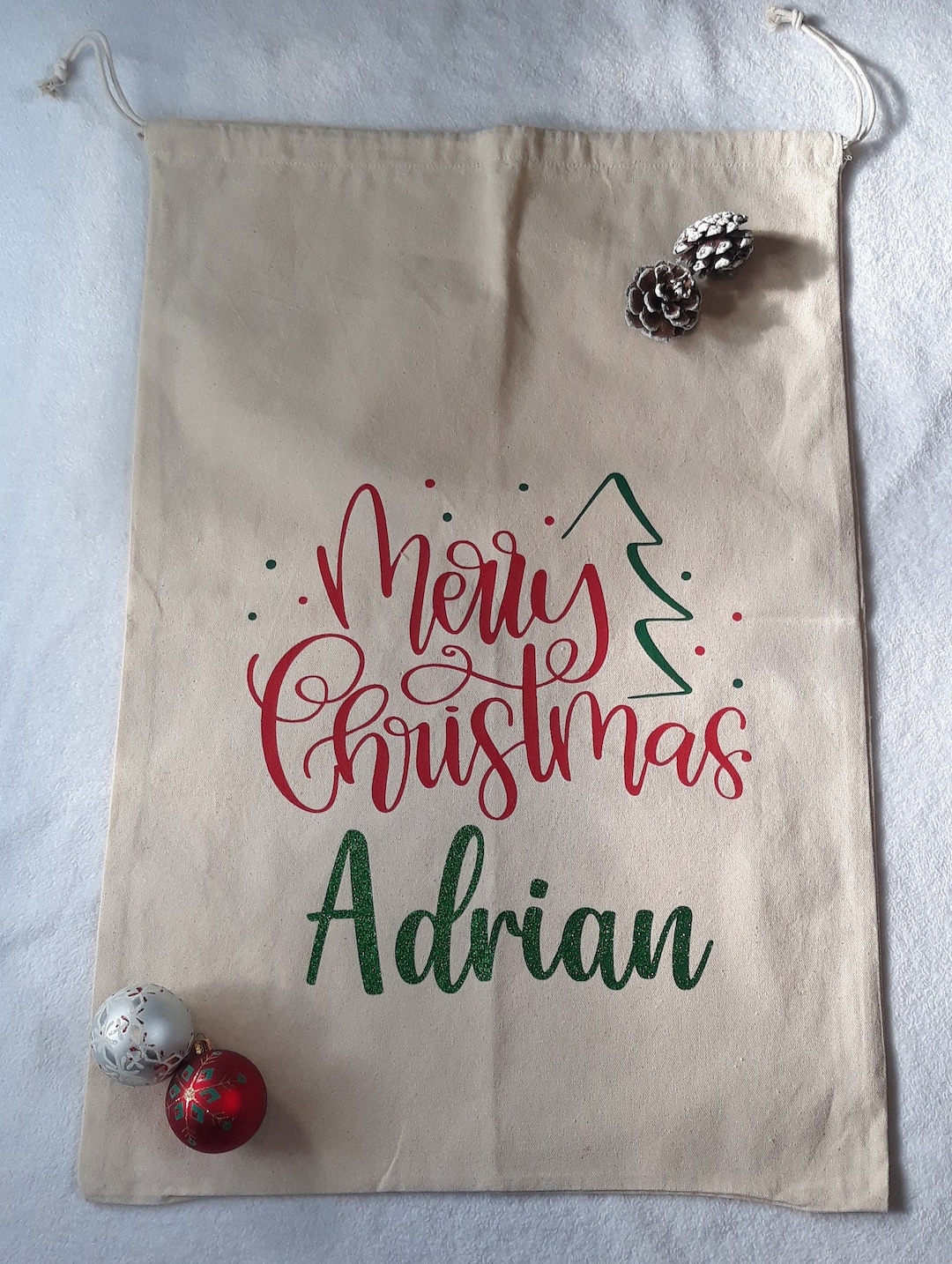 Reusable Christmas Gift Bag, Personalized Christmas for Child or