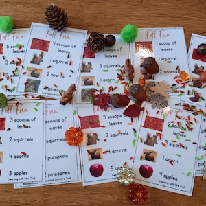 Archivos digitales de contenedores de juegos sensoriales divertidos de otoño, estudio de unidad de otoño para preescolar Montessori, aprendizaje de otoño para niños, guardería, escuela, aprendizaje