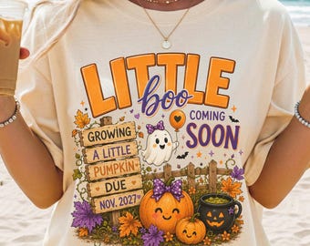 Expecting Mom Shirt | Halloween Pregnancy | Growing a Little Pumpkin Shirt Custom Due Date | Pregnancy Announcement Tee | Maternity Shirt