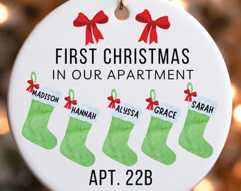 Personalized Roommate Ornament: First Apartment Christmas, Custom Name