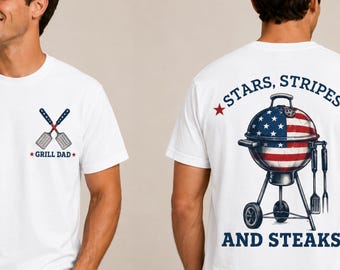 Grill Dad Shirt BBQ Lover Gift Patriotic 4th of July BBQ T-Shirt for Dad Memorial Day Fathers Day Funny Grilling Tee BBQ Master Gift