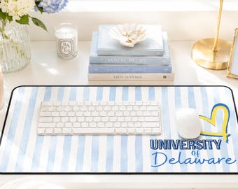 Custom College Desk Mat Heart Stripes |Personalized Name Desk Pad |Dorm Room Decor Aesthetic |Graduation Gift |Mouse Pad Preppy Coquette