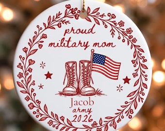 Military Mom Ornament Custom Proud Military Mom Gift Boot Camp Graduation Deployment Gift Homecoming Proud Military Family Support