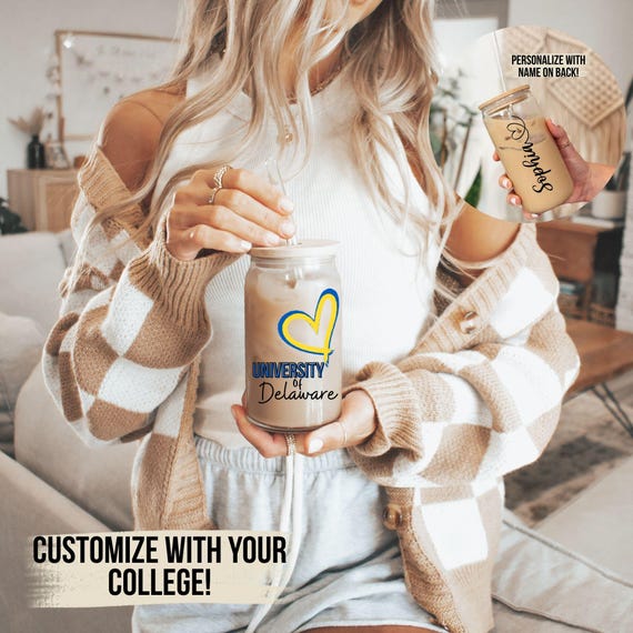 College Merch Bed Party Custom College Cup College Grad Gift Roommate Gift  High School Grad Party Centerpieces Favors Name Preppy Heart