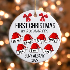 Custom College Roommate Ornament 2025 • Personalized Santa Hat Christmas Gift • Best Friends College Ornament Roommate Christmas Gift imagem 5