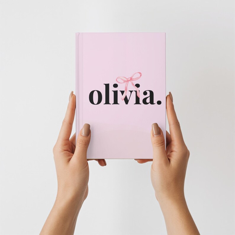Personalized Name Journal Coquette Girly Notebook Tween Daughter Birthday Gift Hard Cover Journal Lined Pages Custom Journal Preppy Journal