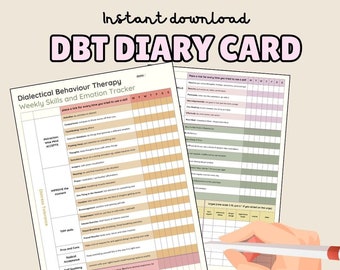 DBT Diary Skills Tracker + FREE Safety Plan Template, Dialectical Behaviour Therapy, Therapy Resources, BPD, Borderline Personality Disorder